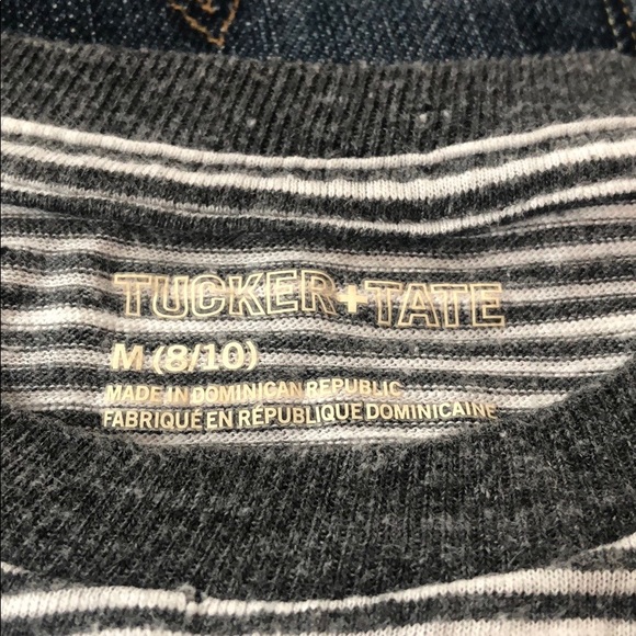 Tucker + Tate gray & white stripe, short sleeve t-shirt boys size M 8/10 - Picture 4 of 5